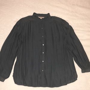 LOFT grey sheer blouse EUC sz L